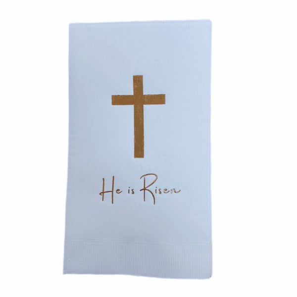 He is Risen Easter Religious Foil Printed Dinner Napkins - 25pk