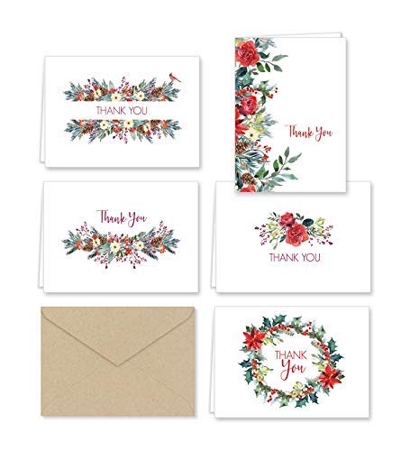 Christmas Greenery Thank You Note Cards