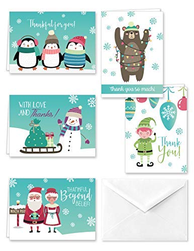 North Pole Collection Winter Christmas Holiday Thank You Note Cards