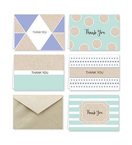 Purple and Mint Designer Thank You Note Card Collection