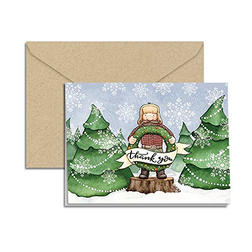 Winter Lumberjack Christmas Holiday Thank You Note Cards