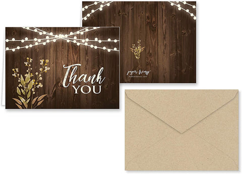 Rustic Wedding Thank You Note Cards