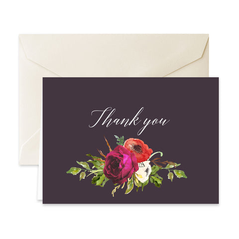 Bohemian Floral Thank You Note Card Collection
