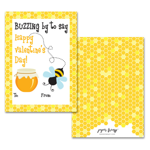 Paper Frenzy Bumble Bee Themed Valentines - 25 pack WITH ENVELOPES