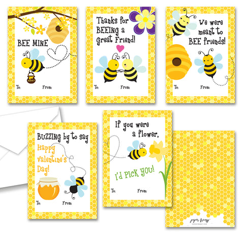 Paper Frenzy Bumble Bee Themed Valentines - 25 pack WITH ENVELOPES