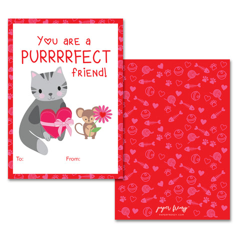 Paper Frenzy Cat Kitten Themed Valentines - 25 pack WITH ENVELOPES