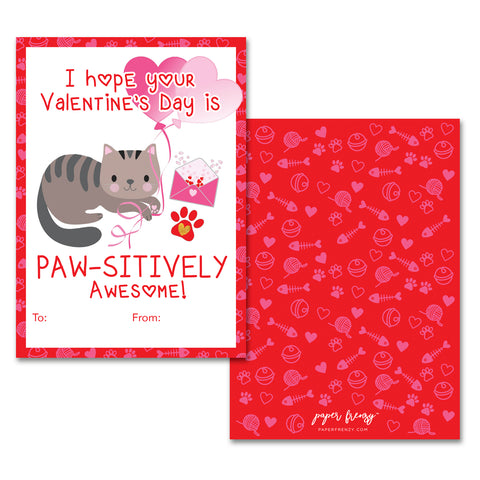 Paper Frenzy Cat Kitten Themed Valentines - 25 pack WITH ENVELOPES