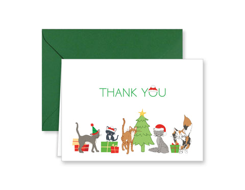 Christmas Kitty Cats Holiday Thank You Note Cards