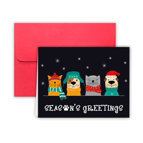 Dogs and Cats Seasons Greetings Christmas Cards