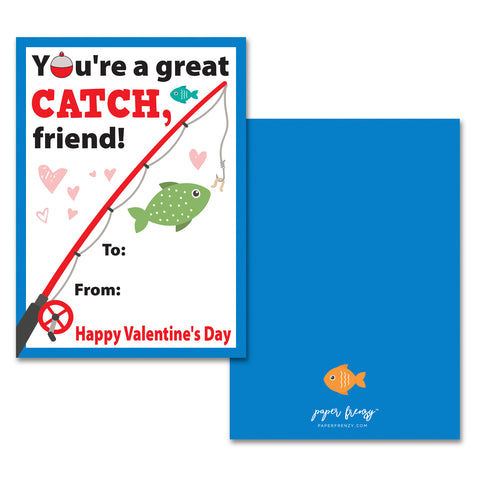 Paper Frenzy Fishing Themed Valentines - 25 pack WITH ENVELOPES