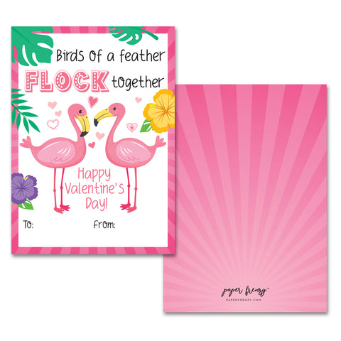 Paper Frenzy Flamingo Themed Valentines - 25 pack WITH ENVELOPES