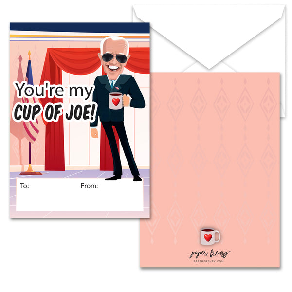 Paper Frenzy Joe Biden You're My Cup of Joe Valentines - 25 pack WITH ENVELOPES