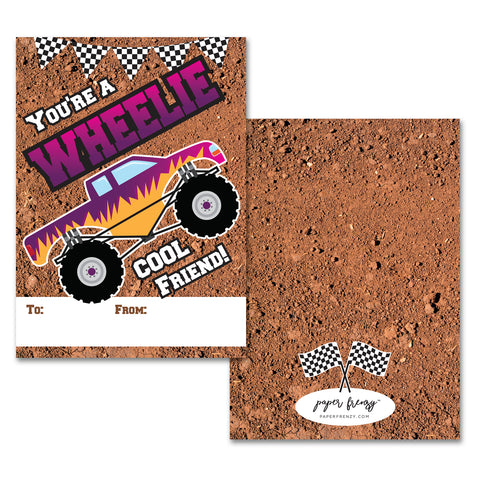 Paper Frenzy Monster Truck Themed Valentines - 25 pack WITH ENVELOPES