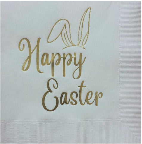 Paper Frenzy Happy Easter Foil Printed 3 ply Luncheon Napkins - 25 pack