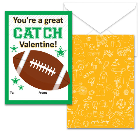 Paper Frenzy Football Themed Valentines - 25 pack WITH ENVELOPES