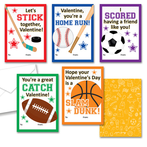 Paper Frenzy Sports Themed Valentines - 25 pack WITH ENVELOPES