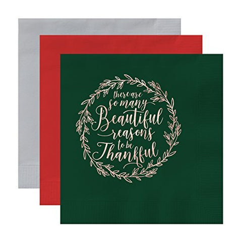 Christmas Holiday So Many Beautiful Reasons to Be Thankful Luxury 3 ply Luncheon Napkins