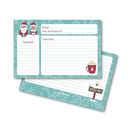 North Pole Santa and Mrs. Claus Christmas Holiday Recipe Cards