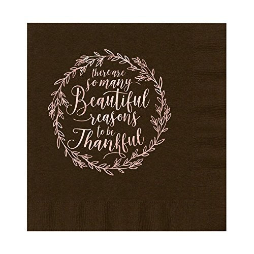 Thanksgiving So Many Beautiful Reasons to Be Thankful Brown Luxury 3 ply Luncheon Napkins