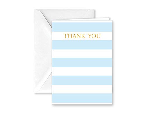 Baby Blue Stripe Thank You Note Cards