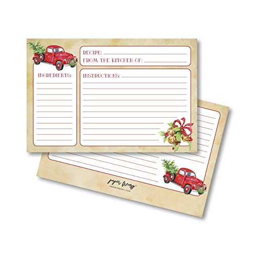 Nostalgic Red Truck with Tree Holiday Recipe Cards