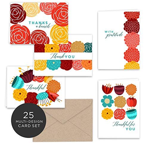 Vibrant Fall Floral Thank You Note Cards