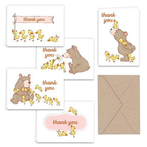 Spring Bear and Ducks Thank You Note Card Collection