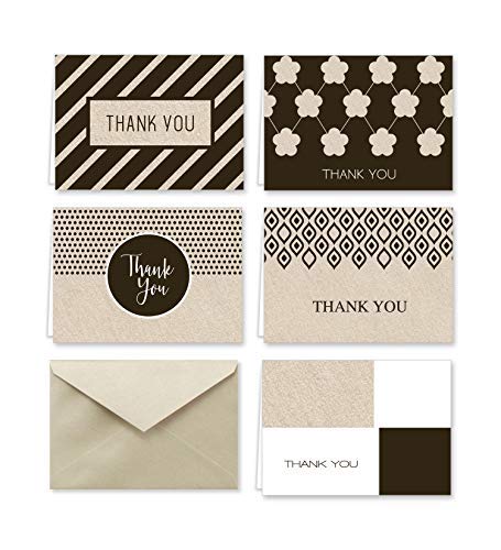 Black and Tan Designer Thank You Note Cards