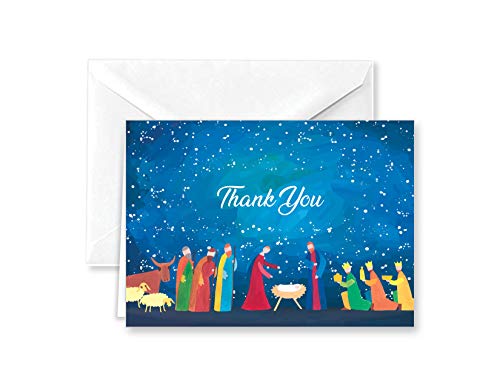 Abstract Nativity Christmas Religious Thank You Note Cards