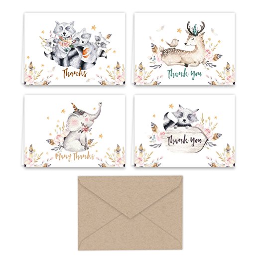Woodland Animals Thank You Note Cards